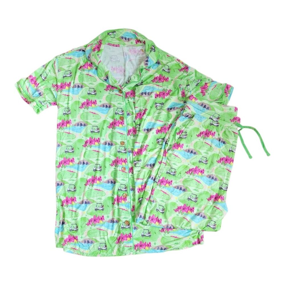 Kiki‎ + Lulu Pajama Set Unisex Large Small Golf Floral Hawaii Outfit Bamboo